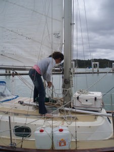 Donna Lange - applies some finishing touches before casting off © Angie Deister